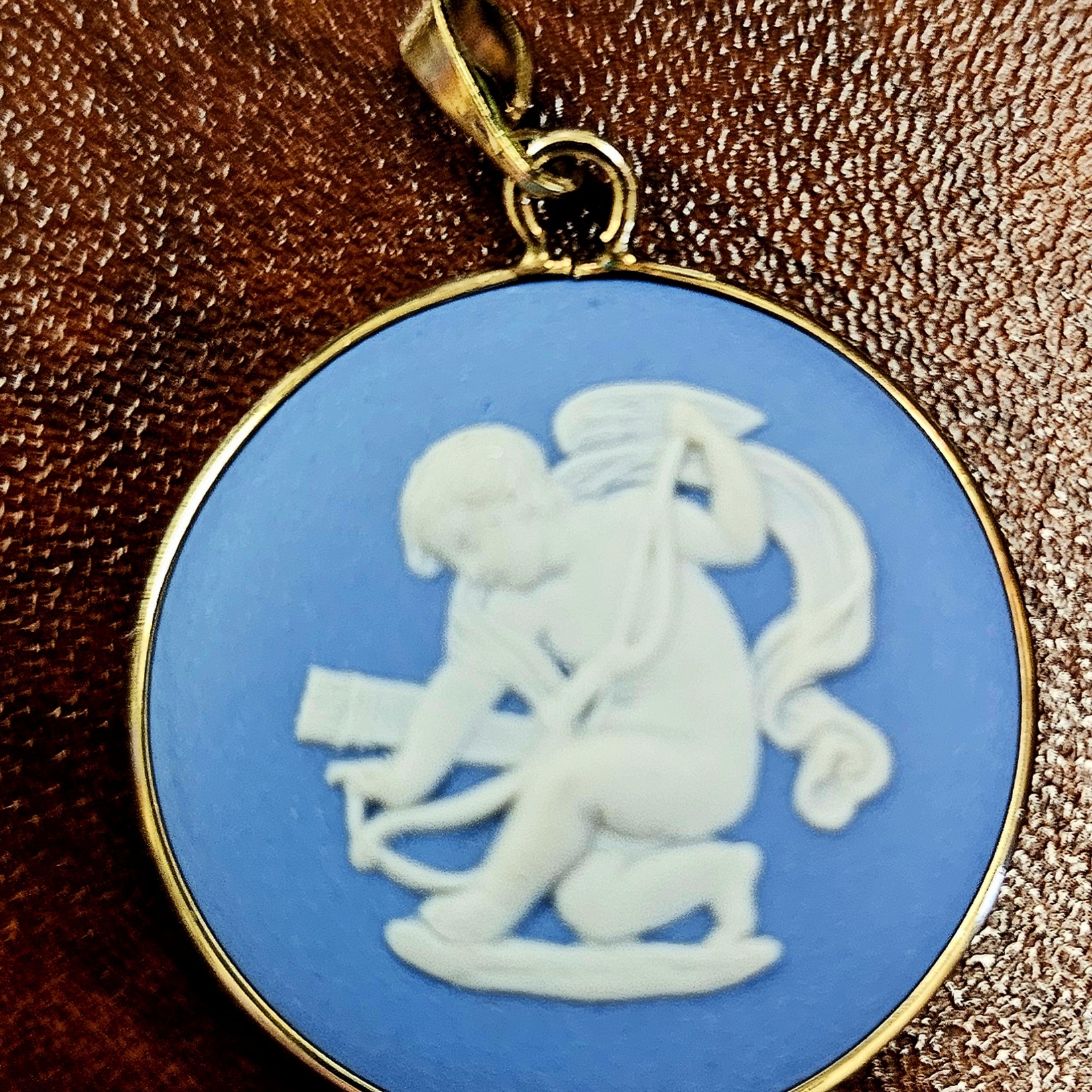 Wedgwood Blue And Gold Cherub Necklace